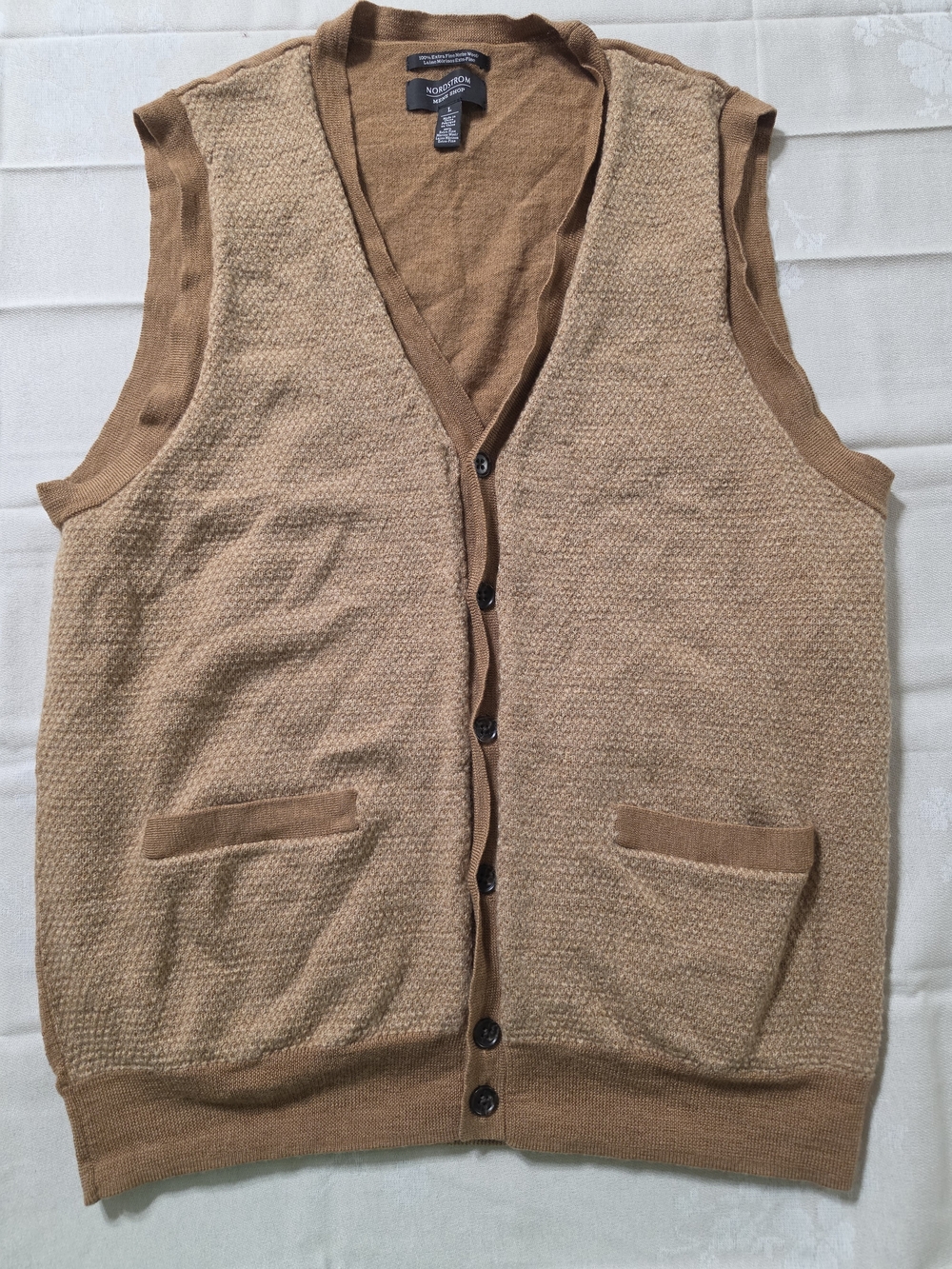 Nordstrom Men's Shop Merino Wool Sweater Vest Brown Size Large Grandpacore L